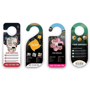 Personnalisé <span class=keywords><strong>pas</strong></span> cher immobilier carton Flyer <span class=keywords><strong>impression</strong></span> bouton suspendu publicité porte cintre pour hôtel - Product Image 3