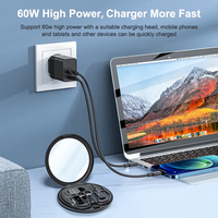 Kit de câbles adaptateurs USB-C OTG multi-ports 60W 6-en-1 portable avec support et miroir, organiseur électronique
