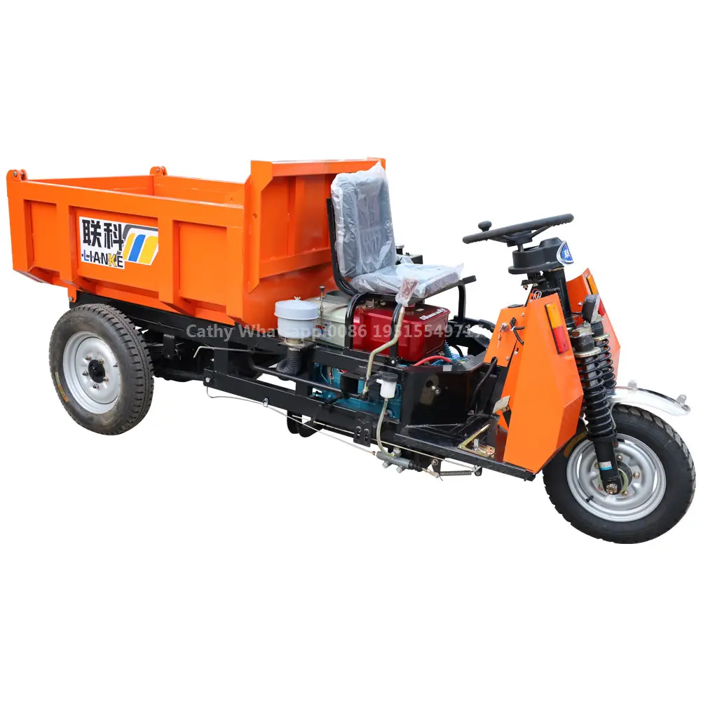 Diskon mesin roda tiga elektrik Mini Dumper Diesel Multi fungsi di Peru Tiongkok mesin pangsit Mini 1,5 ton Diesel