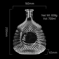 Botol Brandy Kaca Mewah 700ML Kemasan Botol Oval Pipih untuk Minuman Beralkohol Kelas Atas