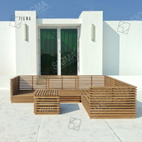 Ensemble de chaises de patio en teck moderne de conception nouvelle, fabrication en gros, meubles de jardin d'extérieur, canapé modulaire avec coussin