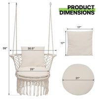 Balançoire pivotante Usine Vente en gros Polyester & Coton Matériel Tricotage Chaise pivotante suspendue colorée