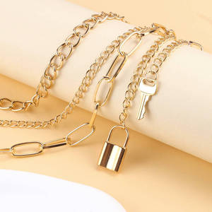 สร้อยคาดเอวแบบมีห่วงหลายห่วง สไตล์ฮิปฮอป เมทัล ล็อคคีย์  วัสดุโลหะผสมสังกะสี  สำหรับทุกเพศ  ใส่ได้ทุกวัน  แฟชั่นบอดี้เชน - Product Image 4