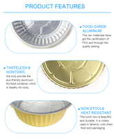 Barquette jetable en aluminium doré avec couvercle sécurisé en PP, recyclable, qualité alimentaire, capacité 1100 ml pour la préparation de repas, la restauration et l'emballage à emporter