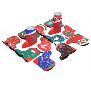 Funda térmica de neopreno de moda para botellas de cerveza y termos, diseño de botas navideñas personalizadas, en stock - Product Image 1