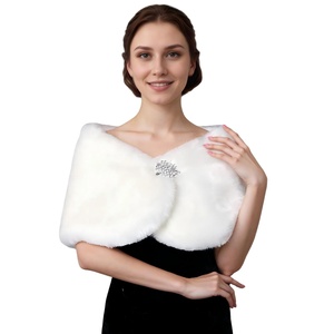 Women Faux Fur <b>Shawl</b> with Rhinestone Brooches Eleagnt <b>Shawls</b> for Bridal <b>Wedding</b> Party Bridal - Product Image 3
