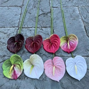 Chất Lượng Cao Faux Hoa Thực Tế Màu Đỏ Trắng <span class=keywords><strong>Anthurium</strong></span> Nhà Máy Bất Động Cảm Ứng Nhân Tạo Hoa Cho Đám Cưới Giáng Sinh Trang Trí - Product Image 1