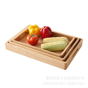 Plateau de service en bois massif, rectangulaire, pour thé, café, petit-déjeuner, pour la maison et la cuisine - Product Image 5