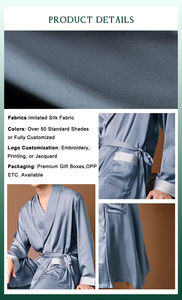 All'ingrosso plus size manica lunga in raso di seta abito kimono logo personalizzato pigiama <span class=keywords><strong>uomo</strong></span> pigiama vestito per l'inverno e l'autunno - Product Image 5