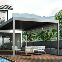 Pergola motorisée à toit à lames orientables, imperméable et coupe-vent, pour jardin, construction extérieure en aluminium, toutes saisons