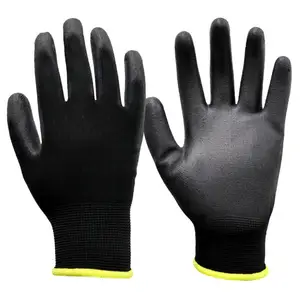 Factory Price Good Dexterity Black Nylon PU Dipped Gripping Gloves, guante de poliuretano