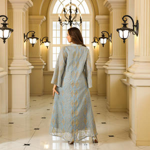 Elegante XXL mujer verano lentejuelas poliéster transpirable tobillo longitud Abaya <span class=keywords><strong>Bata</strong></span> para Eid Ramadán moda musulmana Dubai - Product Image 5