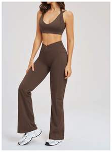 ชุดโยคะสำหรับผู้หญิง กางเกงขาบาน ชุดออกกำลังกาย ไซส์ใหญ่ เสื้อผ้ากีฬา ผ้ายืด/ไนลอน ไร้ตะเข็บ ลายตาราง ระบายอากาศ แห้งเร็ว - Product Image 6