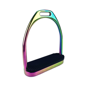 Paire de selles de cheval en acier inoxydable Western Riding Etriers Colorés Or Noir Rainbow Tread - Product Image 4