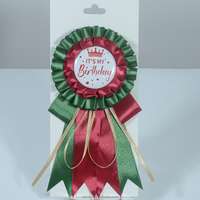 Ruban en satin personnalisé, double couleur, joyeux anniversaire fille/garçon, fait main, écologique, imprimé avec du feuille d'or/d'argent, ruban en satin, rosette