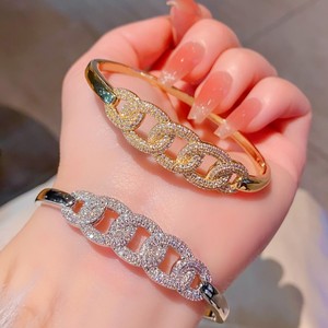 Copper Chain <b>Bracelet</b> Gold And <b>White</b> Micro Insert Diamond Jewelry Fashion Link <b>Bracelet</b> Spring 2025 Yiwu Origin - Product Image 3