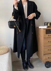 Cappotto <span class=keywords><strong>Trench</strong></span> in Lana di Alta Qualità per Donna, Doppio Petto, Senza Fodera, in Cashmere, <span class=keywords><strong>Marrone</strong></span>, Inverno 2022 - Product Image 6