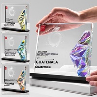 Plaque en verre cristal personnalisée, trophée sur mesure avec design couleur, sculpture gravée, récompense commémorative pour réunion annuelle