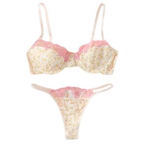 Ensemble de sous-vêtements floraux petite marguerite sexy pour femmes, lingerie à bretelles en dentelle - Product Image 3