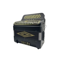 SEASOUND OEM Instrument d'accordéon diatonique 34 boutons 12 basses 5 registres noir mat avec boutons dorés et grille modèle JB3412D