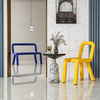 Chaise de salle à manger, de loisirs et de dressing, tabouret à chaussures, style nordique audacieux et créatif, en fer forgé, avec dossier en forme de coude, au design original et distinctif, pour la maison