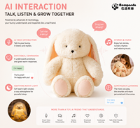 Lapin interactif AI aux yeux émotionnels, compagnon câlin chauffant à piles pour enfants, présence apaisante et confort doux