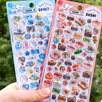 Autocollants en résine époxy mini-dôme scintillants, 4 thèmes mignons (aliments, animaux), décalcomanies 3D transparentes pour journal et décoration DIY