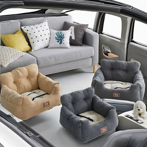 Siège auto rehausseur double usage pour animaux de compagnie en coton et velours pour chats et chiens, utilisation à domicile - Product Image 2