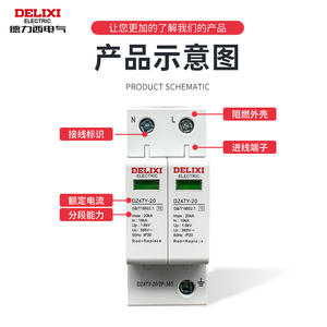 Delixi DZ47Y-10KV อุปกรณ์ป้องกันไฟกระชาก220V ที่ป้องกันไฟกระชากพร้อมสวิตช์4P 2P 380V สำหรับอุปกรณ์ป้องกันไฟกระชาก - Product Image 1