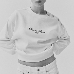 สเวตเชิ้ตผู้หญิงสีน้ำเงินคอตตอน20% 80% คอตตอนคอกลมทรงหลวมผ้าฟลีซทำจากโพลีเอสเตอร์รีไซเคิล - Product Image 1