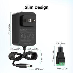 <span class=keywords><strong>Convertisseur</strong></span> 12V DC 3A 36W 60Hz homologué ETL, alimentation 12V classe 2, 100-240V AC, prise jack 5.5x2.1mm, basse tension, pour bande LED - Product Image 6
