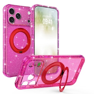 เคสโทรศัพท์ใสแบบแม่เหล็กวิบวับสำหรับ iPhone 18 15 16 17 Pro Max พร้อม 360 °   ฝาครอบกันกระแทกแบบมีปุ่มสัมผัส AI พร้อมขาตั้งแบบวงแหวน - Product Image 2