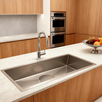 Éviers de cuisine intelligents populaires de style coréen, en acier inoxydable Sus304, avec gaufrage en nid d'abeille, pour appartement et famille