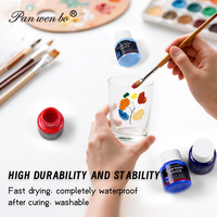 Panwenbo - Juego de Pintura para Vidrio Transparente de 12 Colores/25 ml, Pintura para Vidrio No Tóxica e Impermeable para Pintar Vidrios