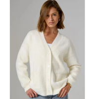 Beliebter Oversize-Cardigan aus Polyester mit V-Ausschnitt, Grobstrick, Bequemer Kunstfell-Cardigan für Damen mit Verdeckten Knöpfen