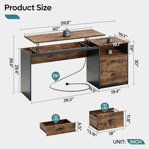 American-style wooden practical gaming <b>desk</b>, adjustable height, suitable for office, bedroom, and home use. - Product Image 2