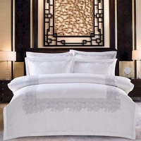 Nouvel ensemble de draps de lit 4 pièces économique en coton 100% écologique, motif uni rayé, taille double, 200 fils, pour hôtel