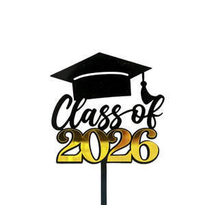 2026 Black &amp; <strong>Gold</strong> Dual Layer Acrylic Graduation Cake Topper Graduation Party Decoration &amp; Supplies - Product Image 5
