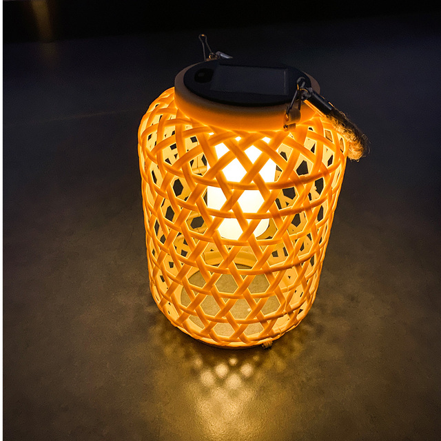 NEW Handle Solar Lantern Waterproof Imitating Bamboo Woven Outdoor Garden Light Yard Portable Solar Light for Decoration