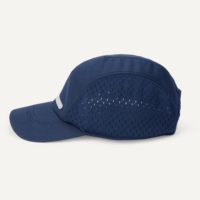 Gorra de Running Azul Marino de Secado Rápido, Ligera, Transpirable y Ajustable, de 5 Paneles, con Banda Reflectante y Parte Trasera de Malla