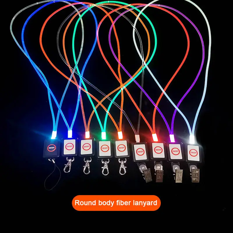 Factory Creation Multicolor Round TPU Adult Event Presents Luminous Led Lights Fancy Identity Card Badge Holder Band Lanyard