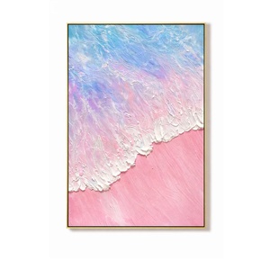 Peinture abstraite texturée rose et bleue originale en gros, œuvre d'art décorative pour la maison, toile décorative, arts décoratifs, décoration murale commerciale - Product Image 6