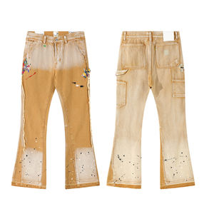 Jeans Apilados Pintados y Lavados Estilo Gallery Dept de Mezclilla para Hombre, Pantalones de Leñador de Retazos Holgados Y2K Acampanados de Talla Grande Tipo Cargo - Product Image 2