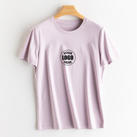 T-shirt personnalisé en coton mercerisé à col rond, imprimé sérigraphié, manches courtes, en soie de mûrier douce, col en V, basique pour femme