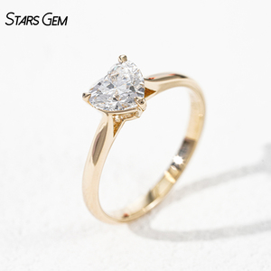 Anillo Solitario Starsgem de 1CT 2CT, Anillo de Compromiso de Oro Sólido de 14K con Diamante Cultivado en Laboratorio con Corte Corazón para Regalo - Product Image 2