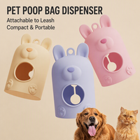 Distributeur de sacs à déjections canines en silicone avec oreilles de lapin mignonnes et mousqueton pour la promenade des chiens en extérieur
