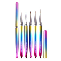 Pinceau à liner pour ongles en poils de Kolinsky avec manche en bois de santal, stylo de peinture pour ongles, pinceaux pour gel UV acrylique, outil de manucure en cristal, pinceau à ongles