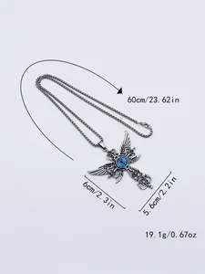 Pendentif Ailes d'Oeil du Diable, Bijou Créatif, Collier Croix Ailes du Diable - Product Image 5