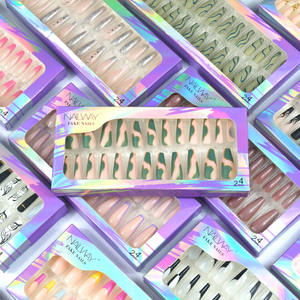 Expédition rapide <span class=keywords><strong>Super</strong></span> collant 24 pièces <span class=keywords><strong>Faux</strong></span> <span class=keywords><strong>Ongle</strong></span> gros <span class=keywords><strong>Long</strong></span> cercueil <span class=keywords><strong>faux</strong></span> ongles boîte d'emballage presse à ongles sur - Product Image 1