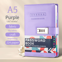 Stock prêt cuir A5 enregistrement mot de passe compte journal personnalisé Pages intérieures livre de mots de passe avec serrure